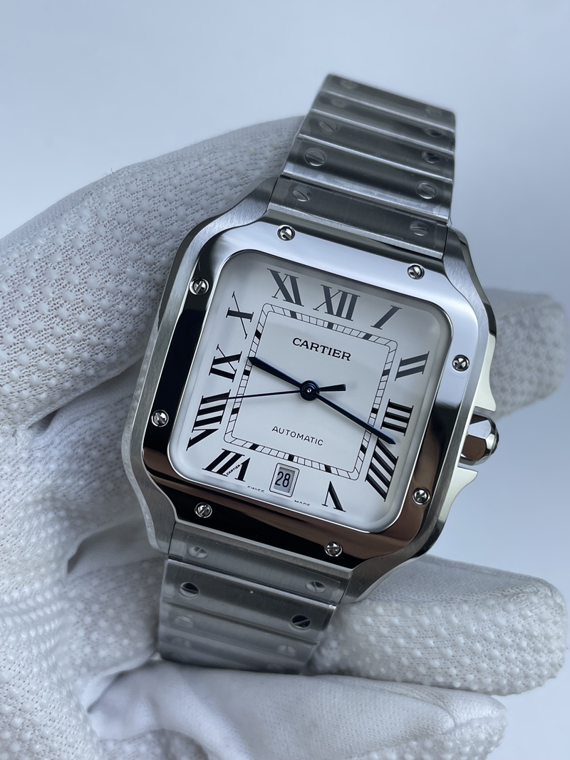 (준비완료/특급배송)NO.3131/BV공장 까르띠에 산토스 40MM 2018 스틸 화이트다이얼 브슬