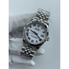 (준비완료/특급배송)NO.3695/롤렉스 데이저스트 31mm 여성용 시계 화이트 로만다이얼 플루티드 베젤 쥬빌레 밴드 (QP공장)